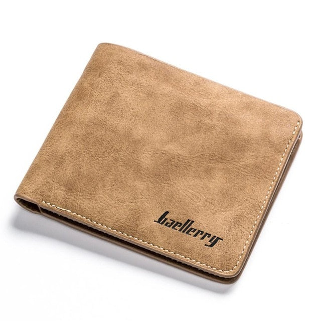 Men Wallets Retro Frosted PU Wallet Two Folding Male Purse Credit Card Holder Solid Color Short men Coin bag Casual Clutch