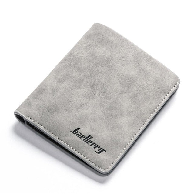 Men Wallets Retro Frosted PU Wallet Two Folding Male Purse Credit Card Holder Solid Color Short men Coin bag Casual Clutch