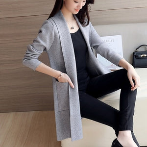 DRL Women's Autumn Winter Cardigan Sweater and Long Sections Wool Sweaters Slim Tight Bottoming Knitted Cardigans