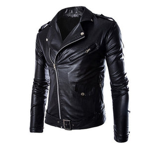 2019 New PU Leather Jacket Autumn Winter Men's Jacket Fashion Men Fitness Casual Coat Male Clothing Black Leather Biker Jackets