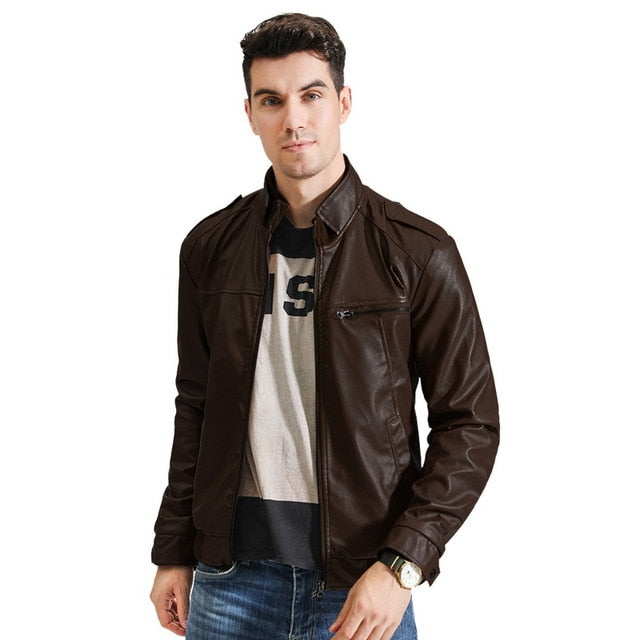 2019 New PU Leather Jacket Autumn Winter Men's Jacket Fashion Men Fitness Casual Coat Male Clothing Black Leather Biker Jackets