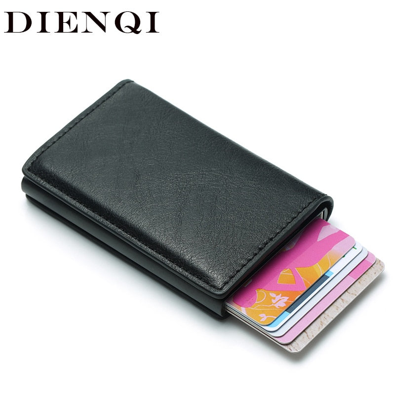 DIENQI Rfid Card Holder Men Wallets Money Bag Male Vintage Black Short Purse 2019 Small Leather Slim Wallets Mini Wallets Thin