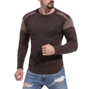 Autumn Slim Fit Warm Sweater Men Winter Casual O-Neck Irregular Streetwear Pullovers Fashion Color Patchwork Sweater Male 2019