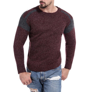 Autumn Slim Fit Warm Sweater Men Winter Casual O-Neck Irregular Streetwear Pullovers Fashion Color Patchwork Sweater Male 2019