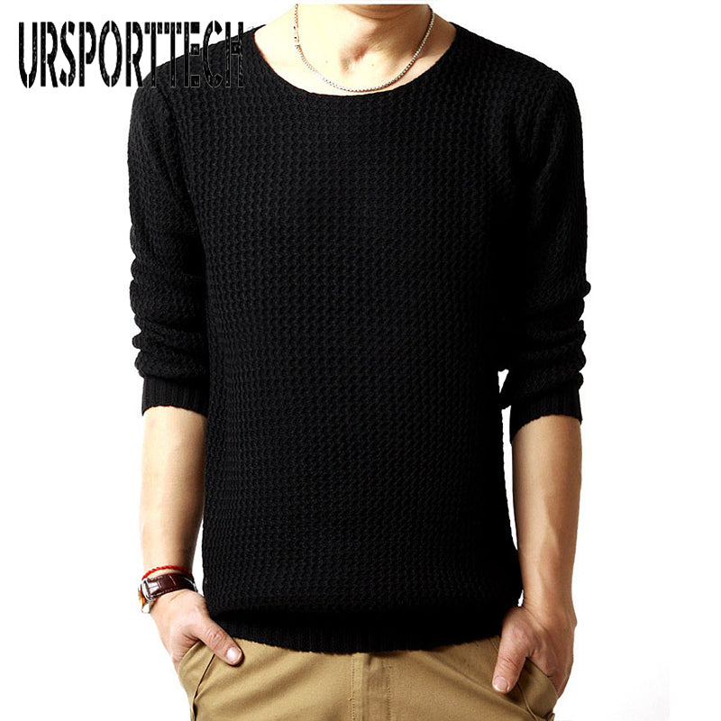 2019 Brand Sweater Mens Pullover Sweaters Spring Autumn New Solid Color Korean Slim Fit Oversized Sweater Mens Pull Homme