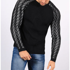 Striped Sweater Men 2019 Autumn and Winter New Black Stitching Warm Knit Sweater Men Pullover Sweatshirt Men Fashion Plus Size