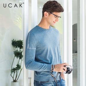 UCAK Brand Sweater Men Casual O-Neck Pull Homme Knitwear Pullover Men Clothes Autumn Winter Cotton Sweaters Jersey Hombre U1002