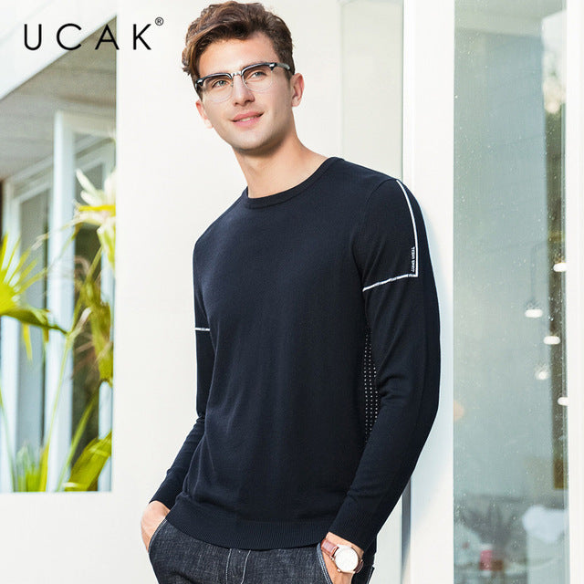 UCAK Brand Sweater Men Casual O-Neck Pull Homme Knitwear Pullover Men Clothes Autumn Winter Cotton Sweaters Jersey Hombre U1002